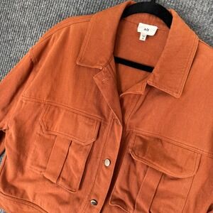 Y2K‎ Rust Orange Utility Jacket Womens M Workwear Chore Coat Gorpcore Streetwear